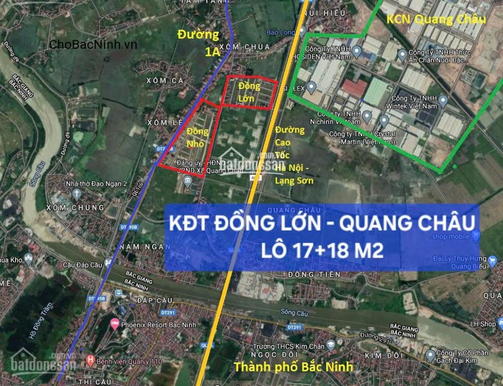 Bán đất 144m2 lô 17+18 dãy M2 khu Đồng Lớn, Quang Châu, phường Nếnh, Việt Yên, Bắc Giang, Bắc Ninh - CBNHPN