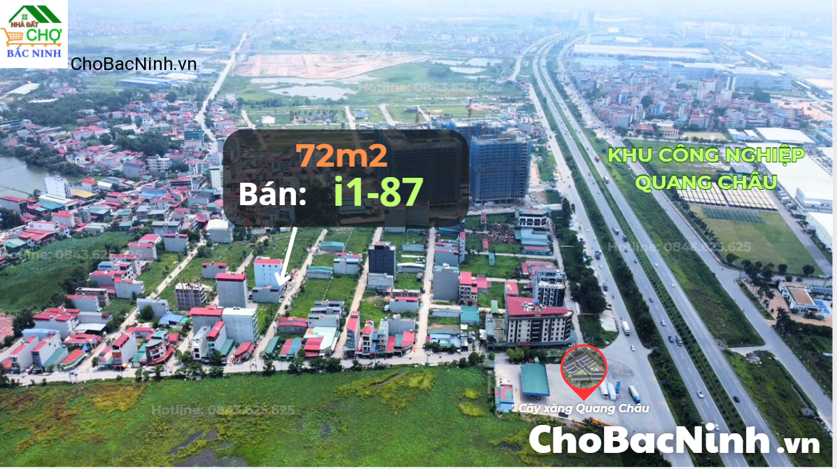 Bán đất 72m2 lô 87 dãy i1 khu Đồng Lớn, Quang Châu, phường Nếnh, Việt Yên, Bắc Giang, Bắc Ninh - CBNDH