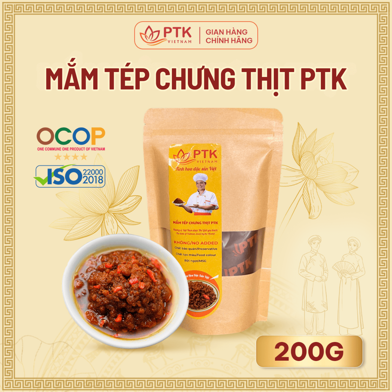 Ocop Bắc Ninh: Mắm Tép Chưng Thịt PTK 200gr (Túi Giấy)