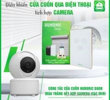 Combo Công Tắc Cửa Cuốn Hunonic Màu Trắng Kết Hợp Camera Icat Mini