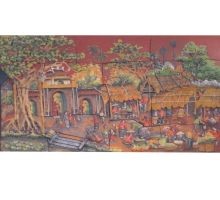 Tranh Chợ Quê - Gốm Ngọc Phù Lãng