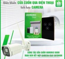 Combo Công Tắc Cửa Cuốn Hunonic Màu Đen Kết Hợp Camera Icat Outdoor
