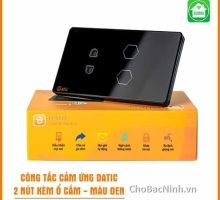 Công Tắc Cảm Ứng Datic – 2 Nút Kèm Ổ Cắm Màu Đen