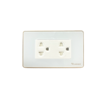Ổ cắm mặt kính trắng viền nhôm - VCONNEX