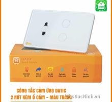 Công Tắc Cảm Ứng Datic – 2 Nút Kèm Ổ Cắm Màu Trắng