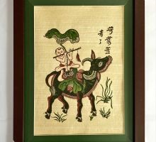 Tranh Đông Hồ: Em bé cưỡi trâu thổi sáo (Trâu sáo)