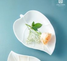 Đĩa kiểu hình chiếc lá 10 inch - 24*17*3.3 cm LONG PHƯƠNG