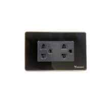 Ổ cắm mặt kính đen viền nhôm - VCONNEX