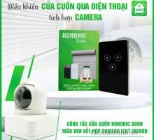 Combo Công Tắc Cửa Cuốn Hunonic Màu Đen Kết Hợp Camera Icat Indoor